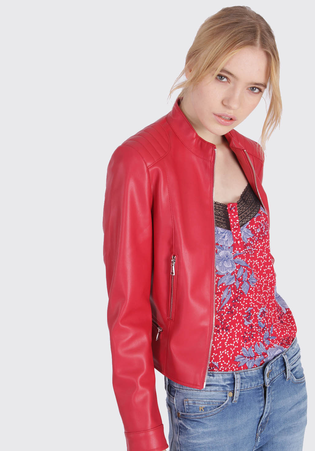 Red faux leather jacket, straight fit Asap - Kaporal