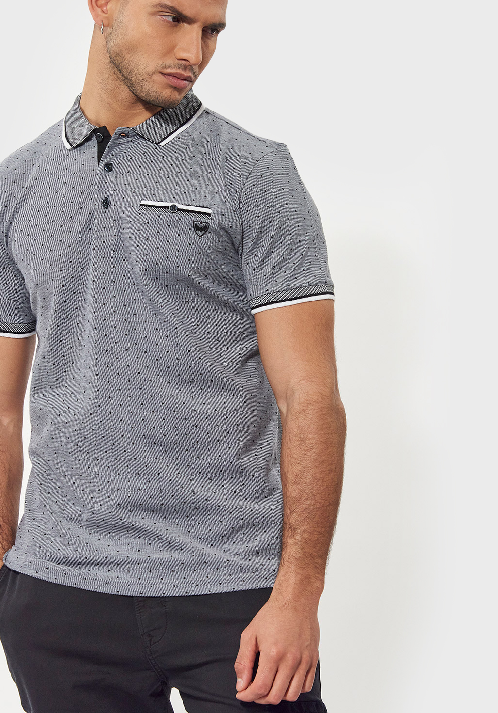 Men's regular-fit 100% cotton spotted polo shirt Barak - Kaporal