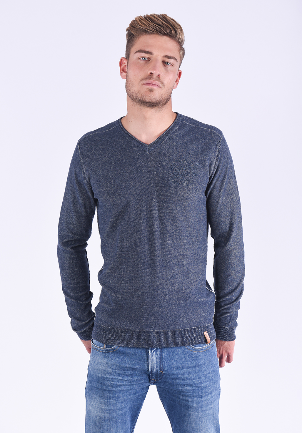 V-neck sweater with visible seams Binko - Kaporal