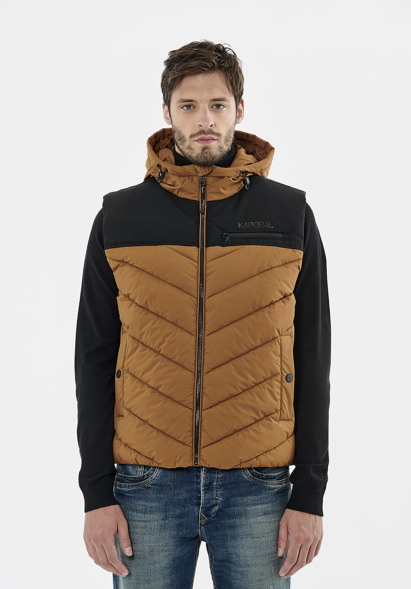 Men s brown sleeveless puffer jacket Chet Kaporal