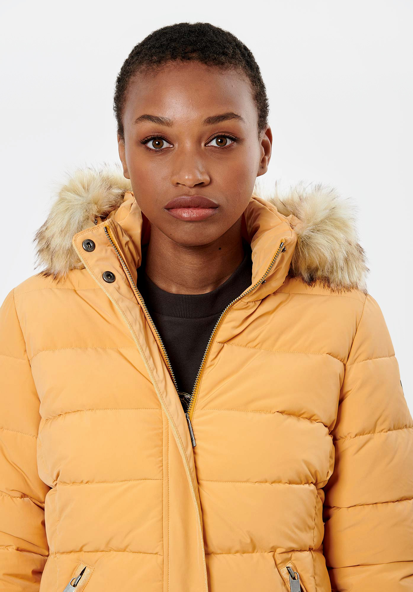 Mustard colour puffer jacket store
