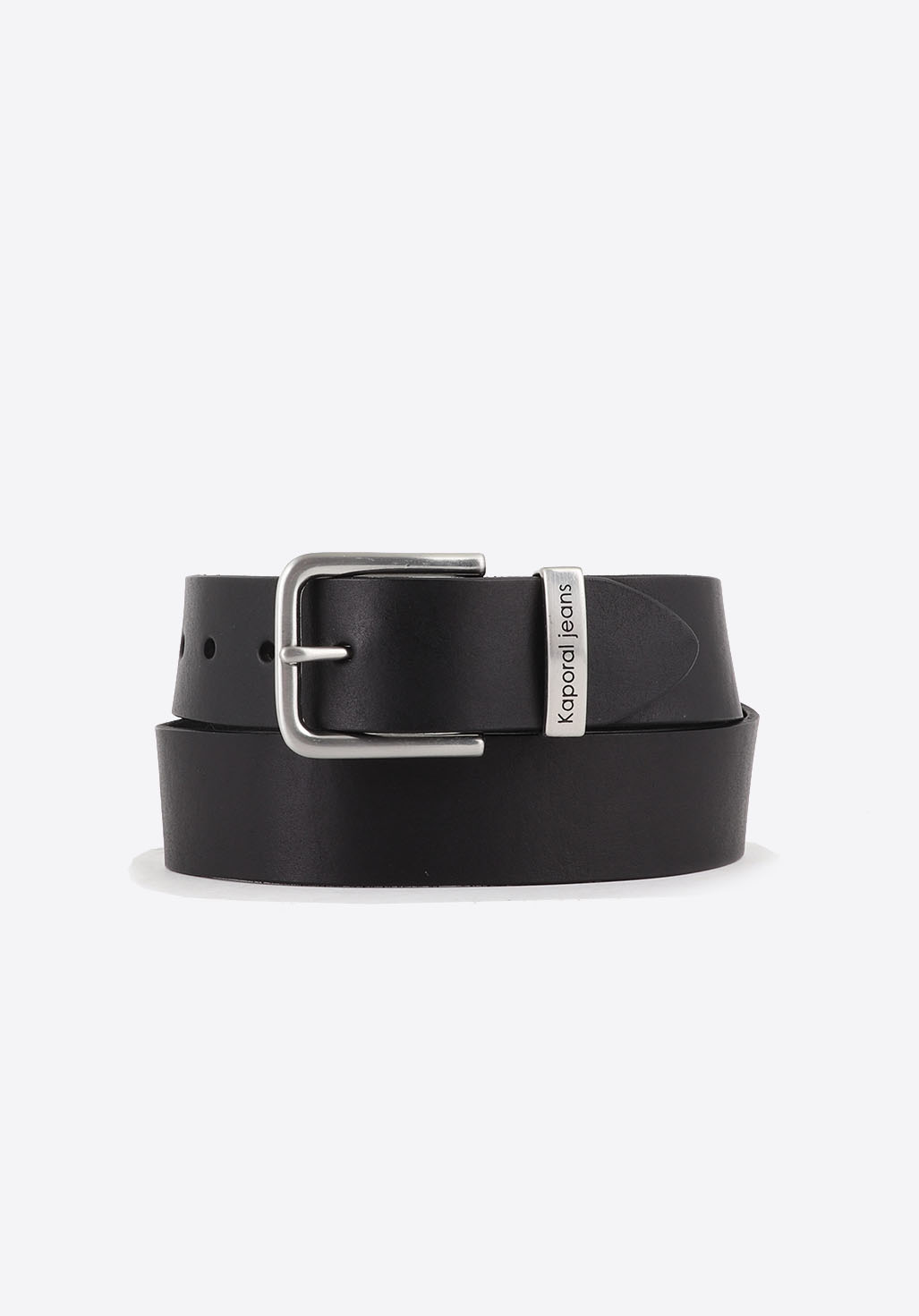 Men's black leather belt Hikla - Kaporal