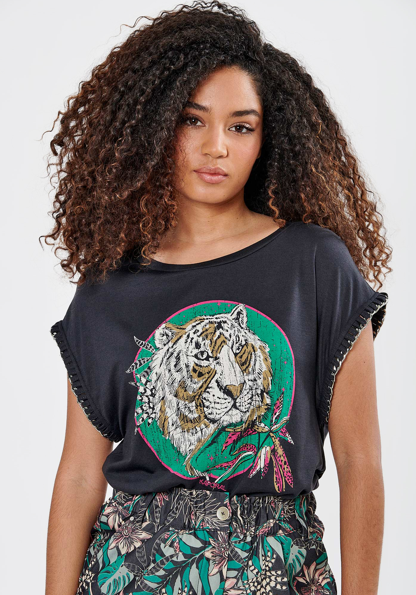 Women s tiger print T shirt Jojo Kaporal