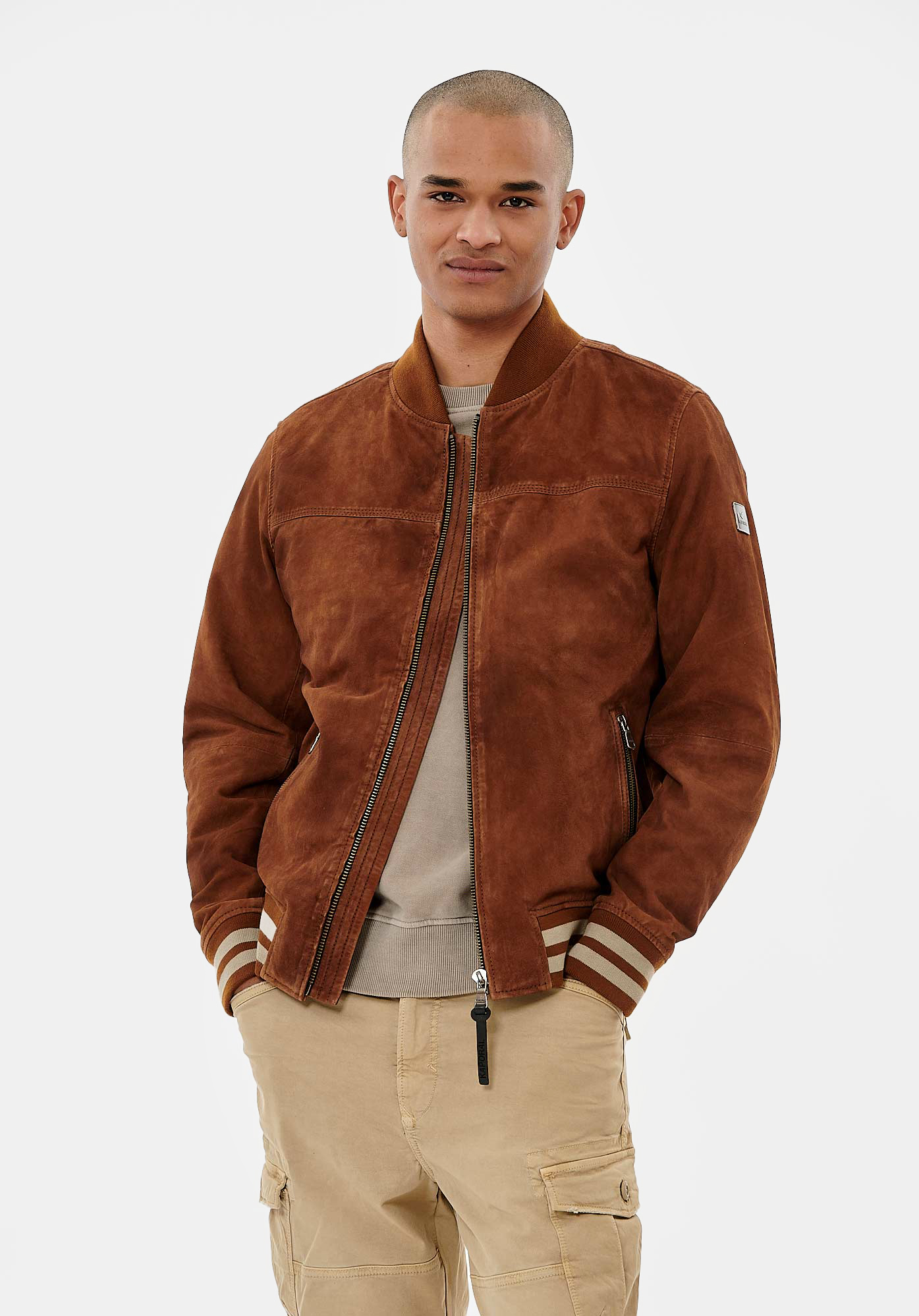 Men's brown leather jacket Navar - Kaporal