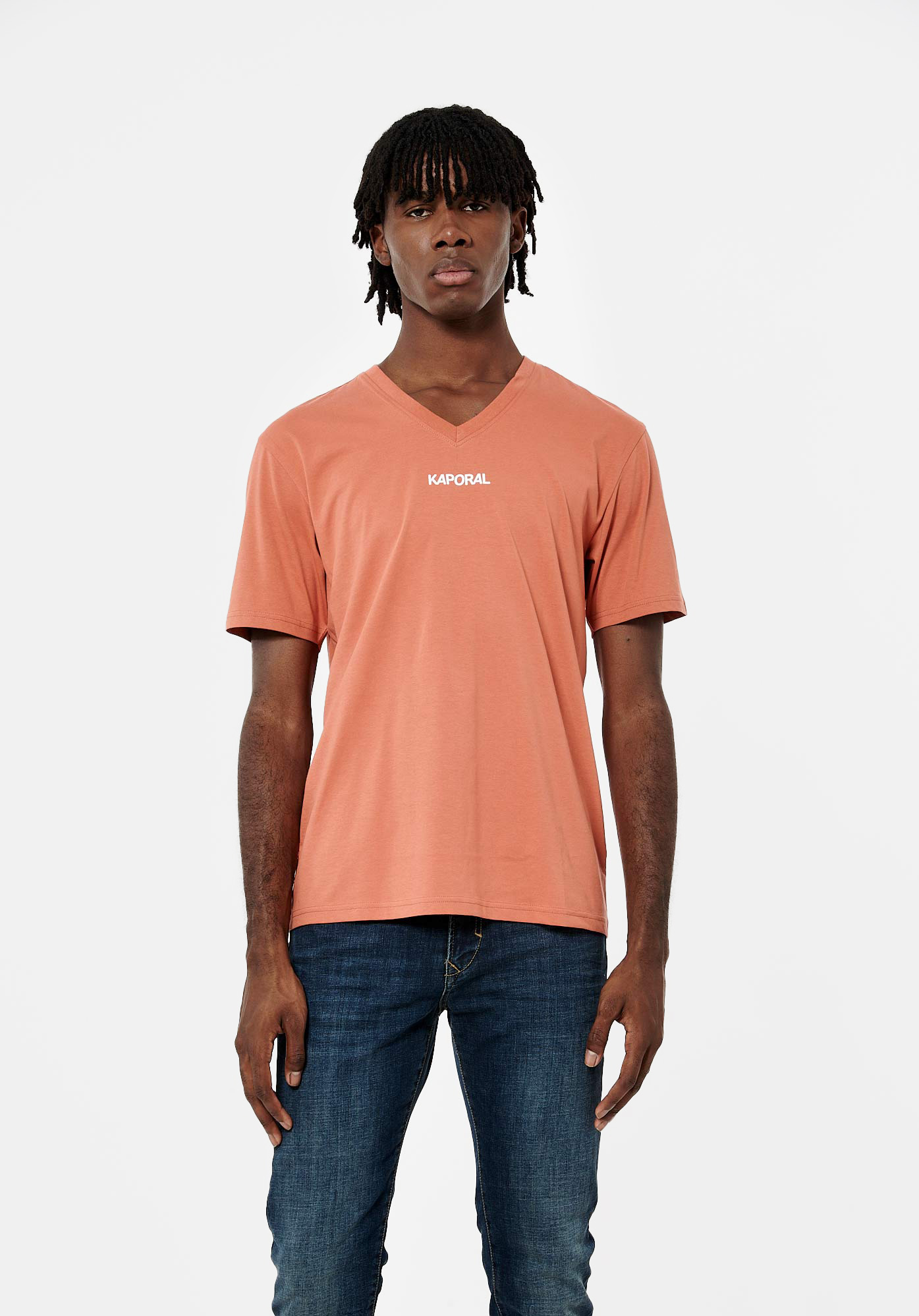 Men's orange 100% cotton T-shirt Seter - Kaporal
