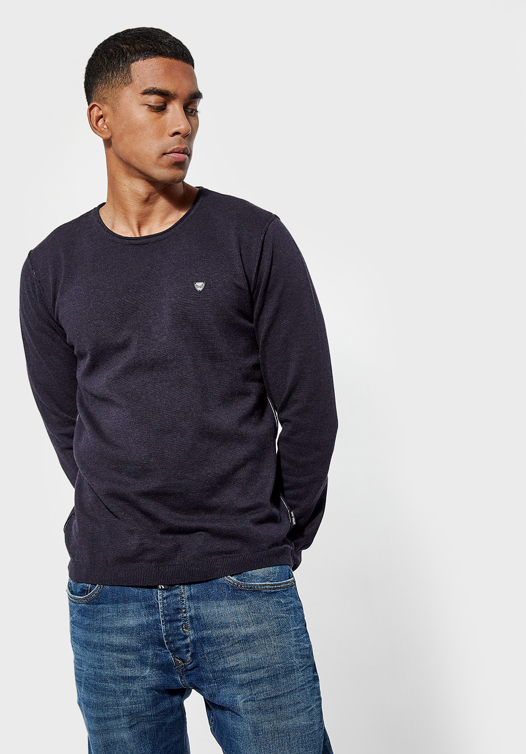 Pull regular Homme bleu en 100 coton Great Kaporal
