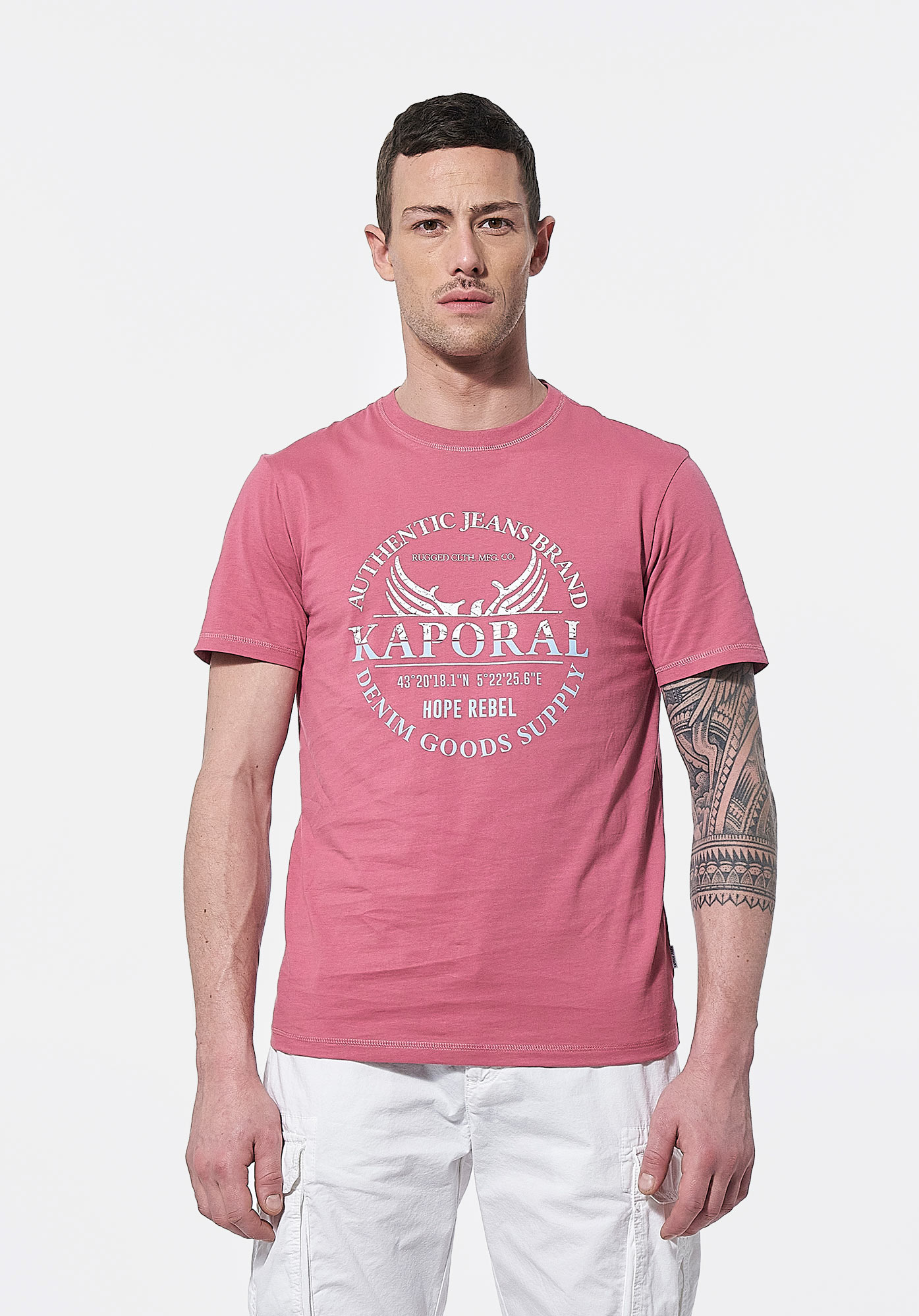 T-shirt rose Homme en 100% coton bio Cera - Kaporal