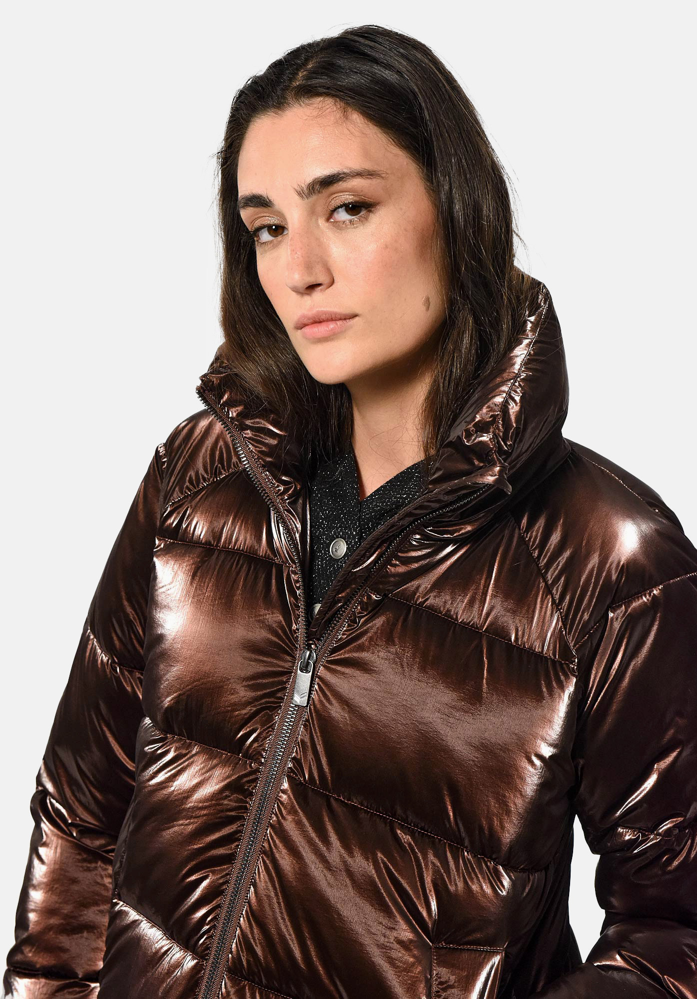 Doudoune marron brillante Femme Dean Kaporal