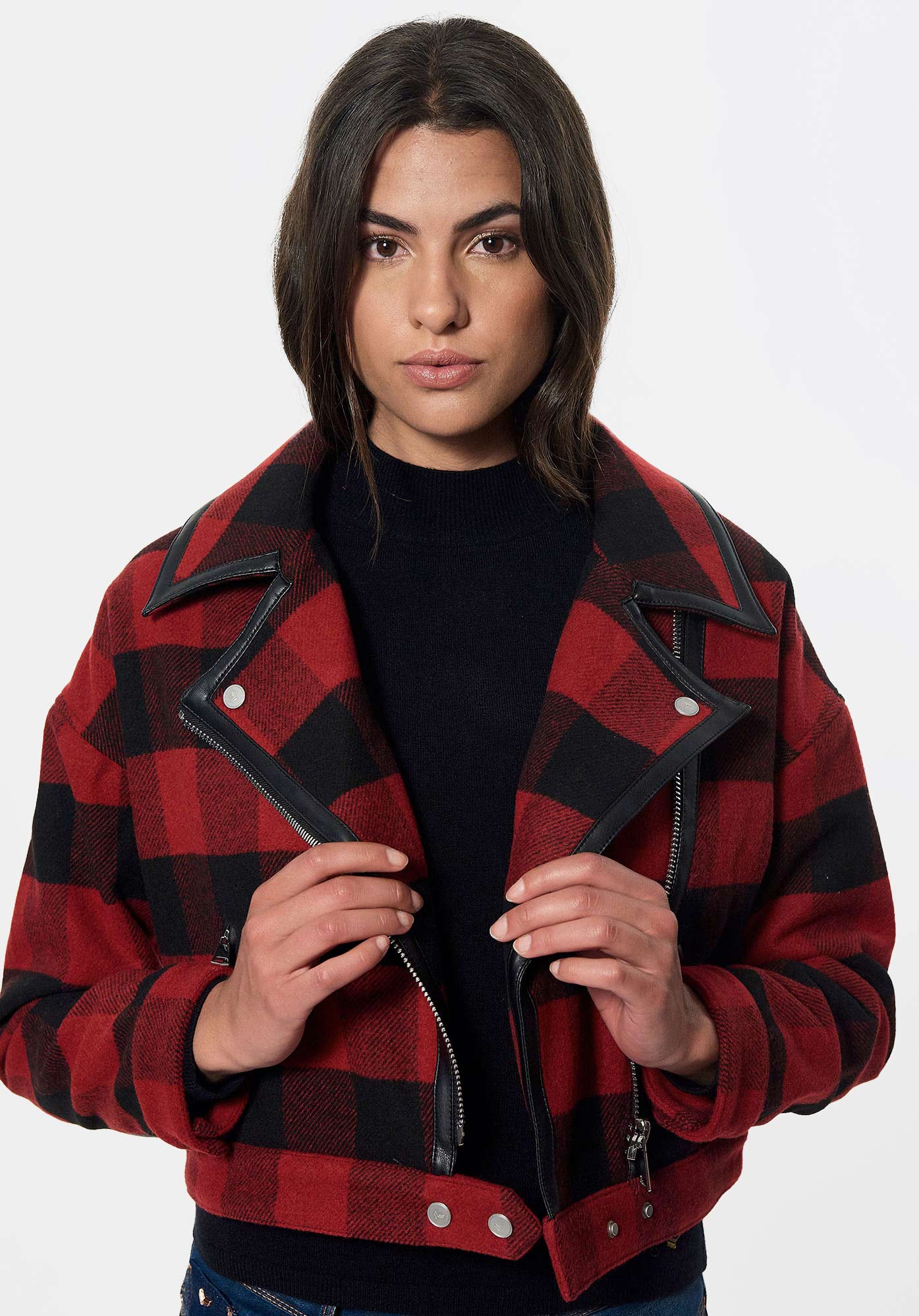 Veste a 2025 carreau femme rouge