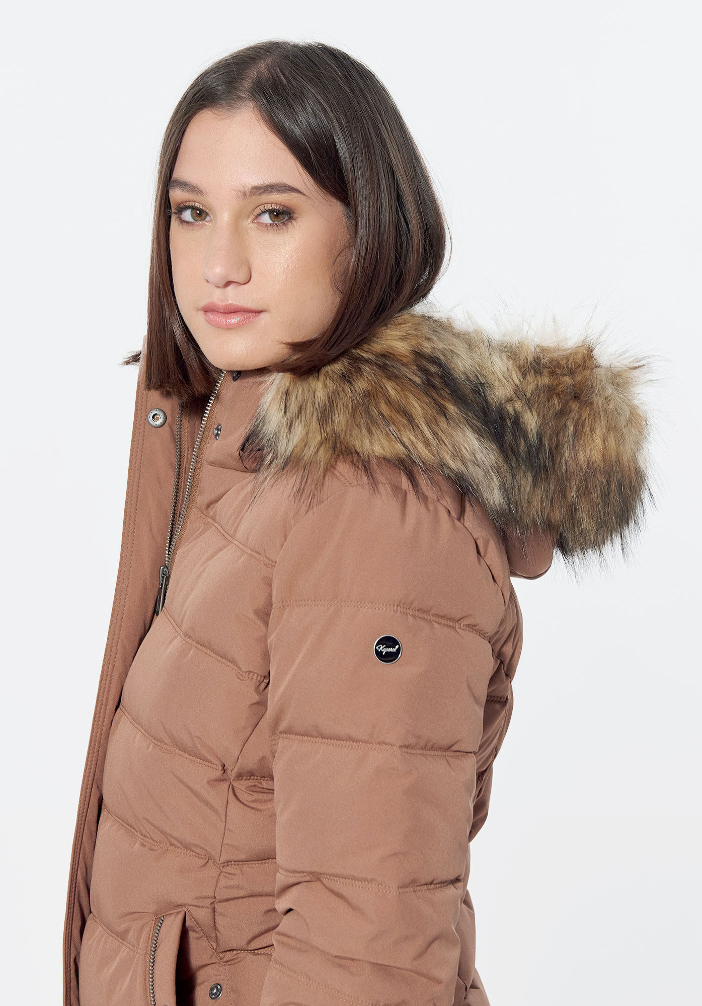 Doudoune marron femme fourrure shop