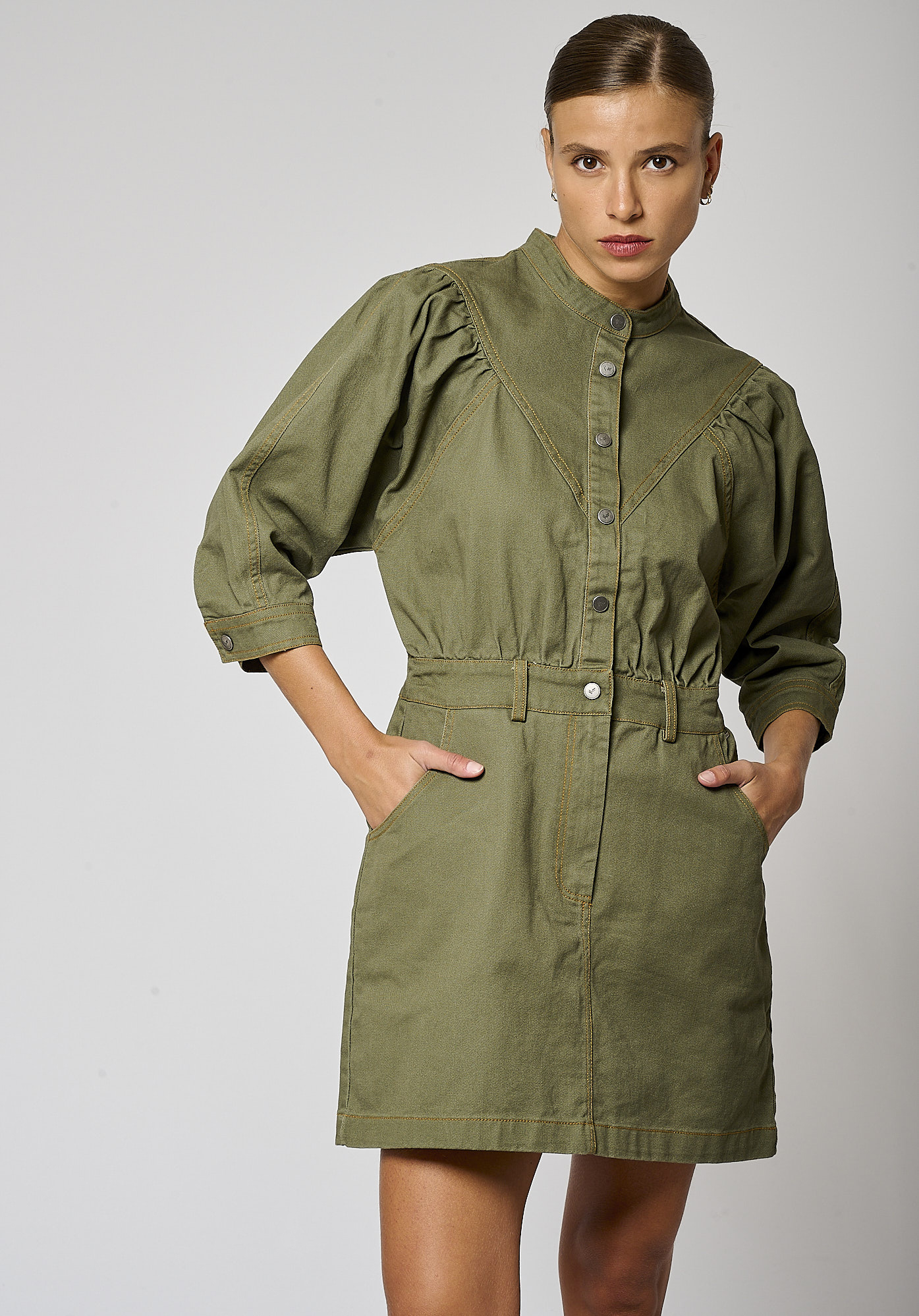 Robe en jean kaki Femme Maril Kaporal