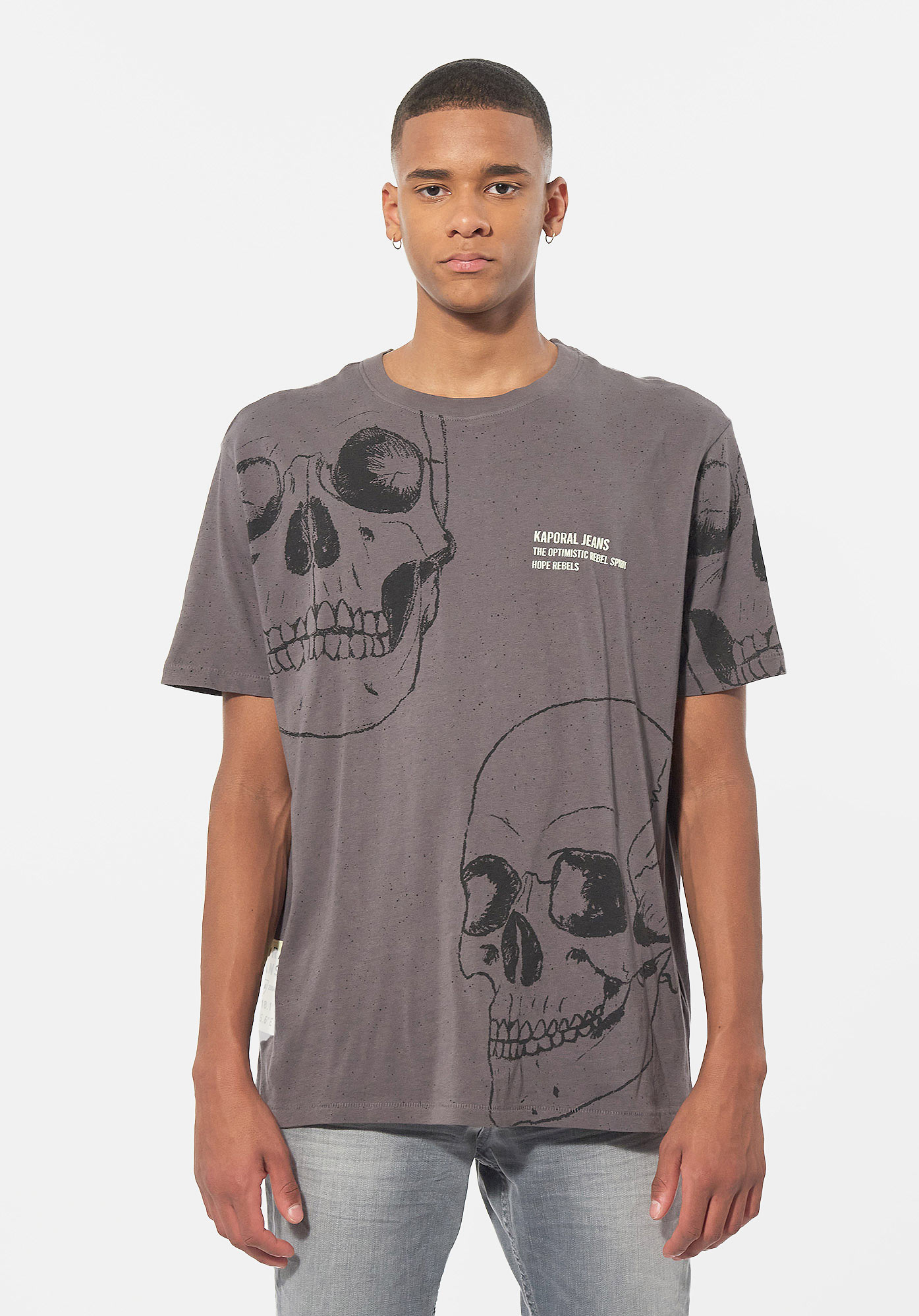 T-shirt gris tête de mort Homme en 100% coton Murdo - Kaporal
