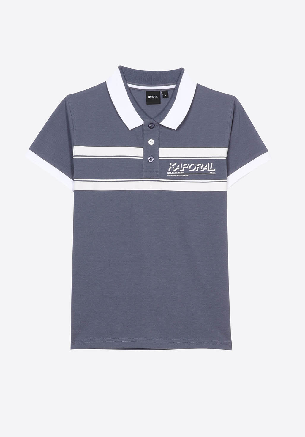 Polo bleu gris Gar on en 100 coton Paka Kaporal