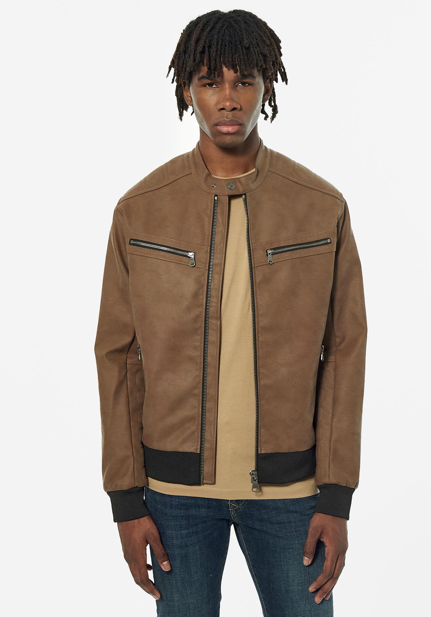 Blouson cuir camel homme sale