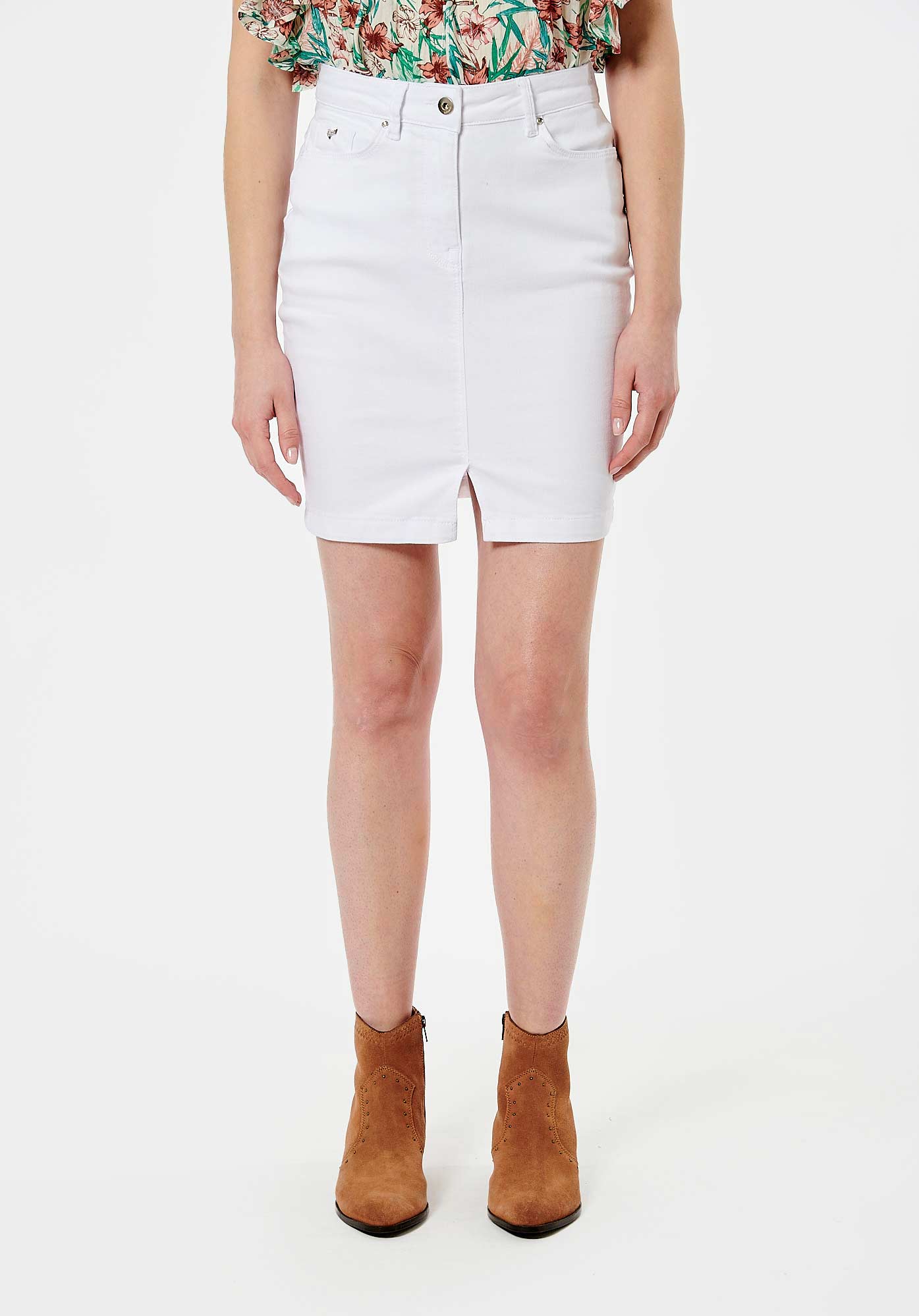 Jupe en top jean blanche femme
