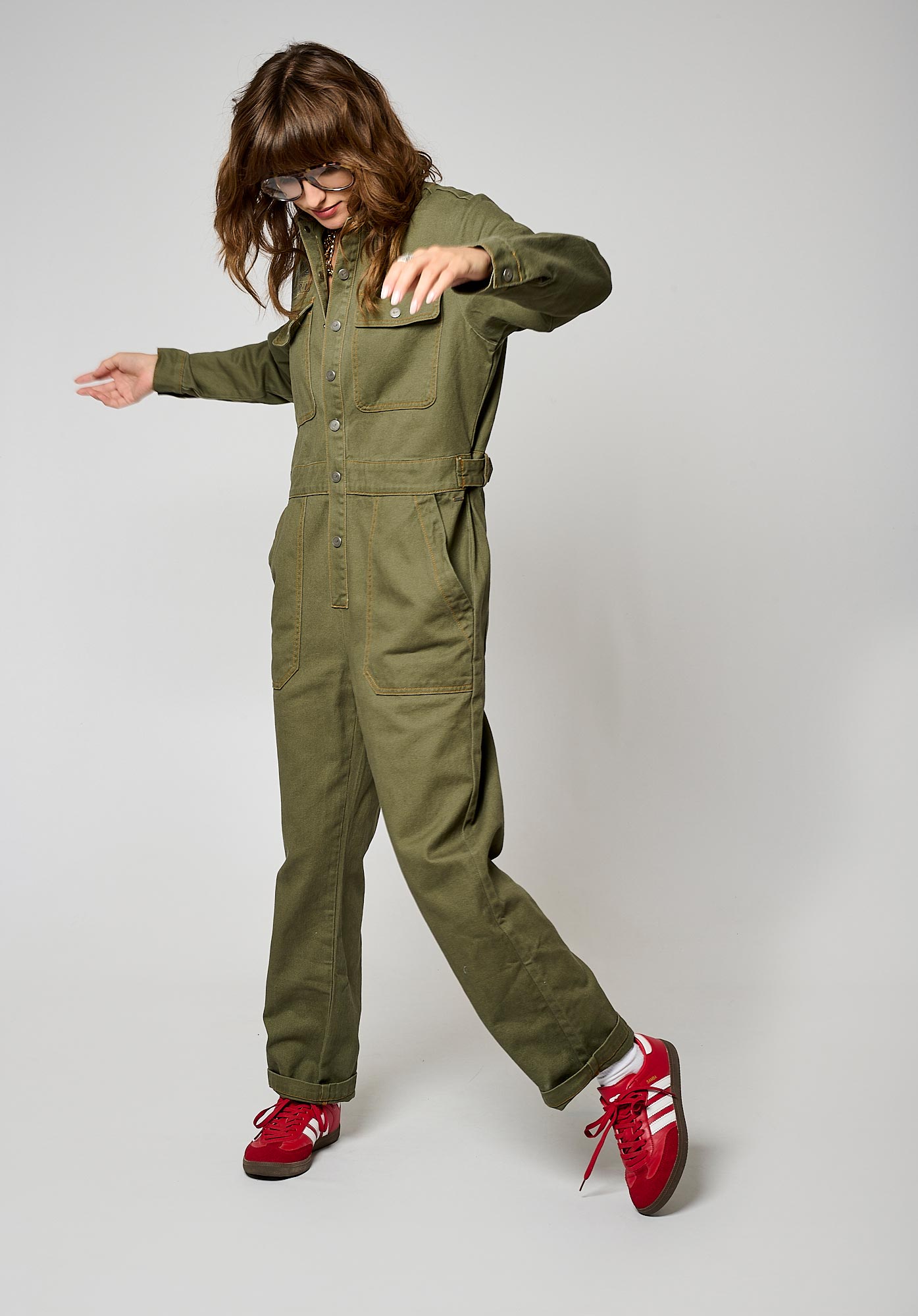 Combinaison en jean kaki Femme Suit Kaporal