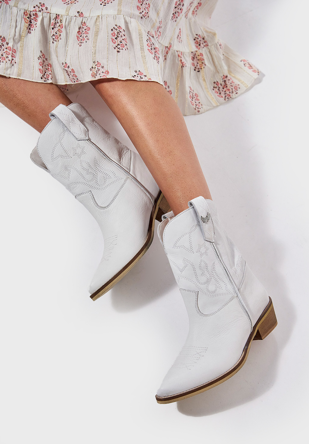 Santiags blanches Femme en cuir Lomin Kaporal