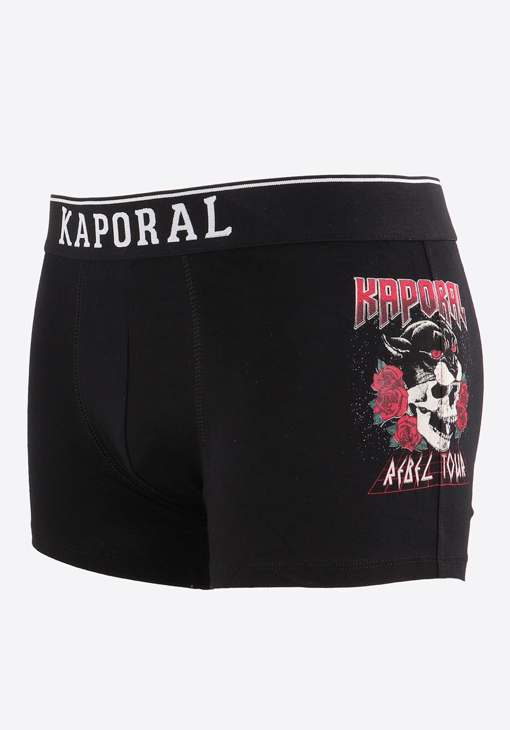 Boxer noir Homme imprime tete de mort Qebel Kaporal